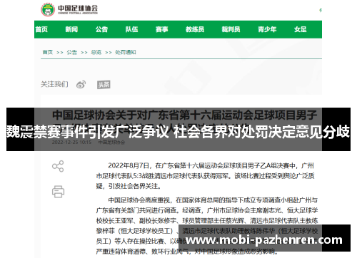 魏震禁赛事件引发广泛争议 社会各界对处罚决定意见分歧 魏震禁赛事件引发广泛争议 社会各界对处罚决定意见分歧